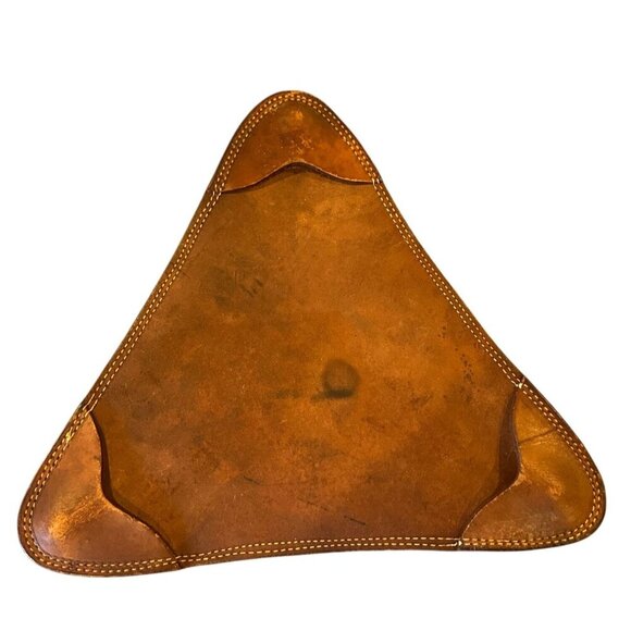 Vintage Tooled Leather Horse Wall Art Triangle Western Decor Saddle Style - Picture 3 of 15